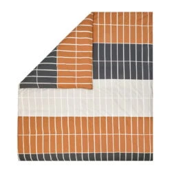 Marimekko Tiiliskivi Pussilakana, 240 X 220 Cm, Tummanruskea-beige-hiili