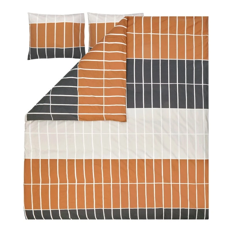 Marimekko Tiiliskivi Pussilakana, 240 X 220 Cm, Tummanruskea-beige-hiili - Image 2