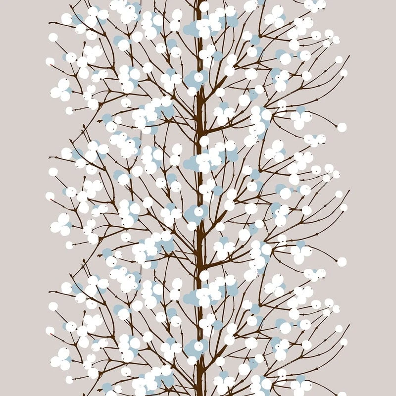 Marimekko Lumimarja Kangas, Beige - Ruskea - Sininen