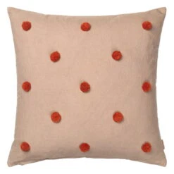 Ferm LIVING Dot Tuftattu Tyyny, Beige - Punainen