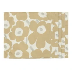 Marimekko Unikko Lautasliina, 6 Kpl, Luonnonvalkoinen - Hopea - Beige